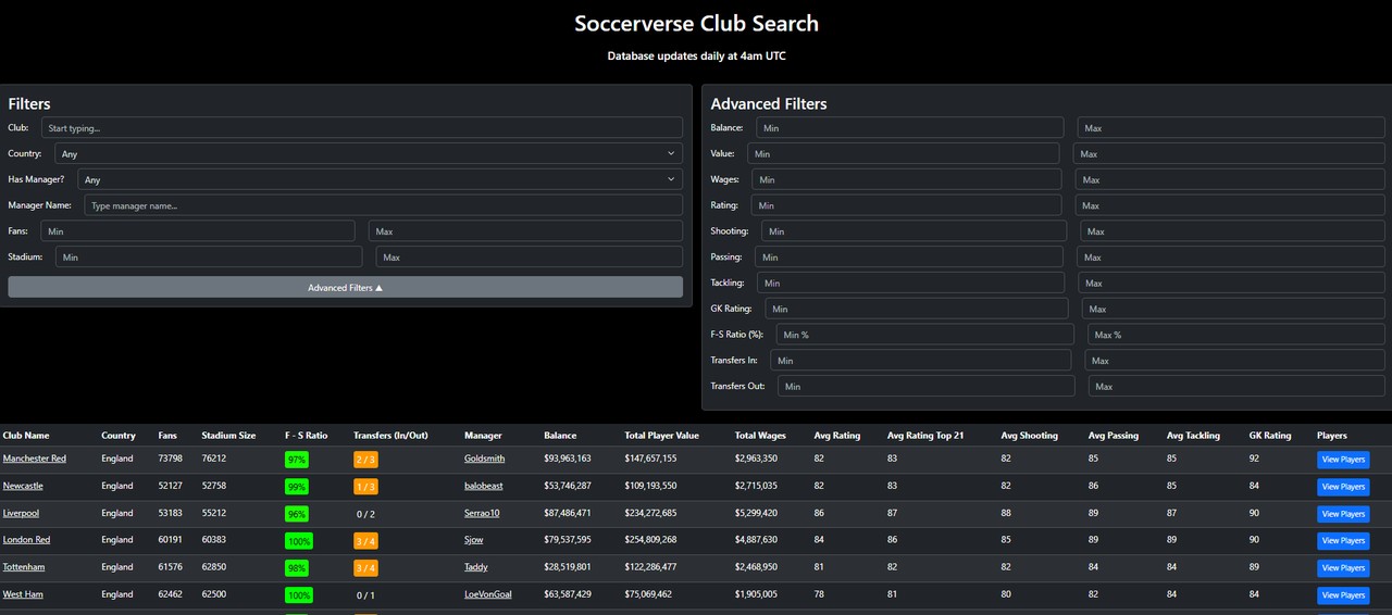 EVERY Team, All the Info - Club Search